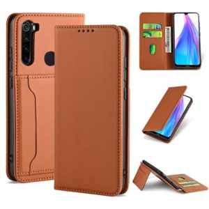 For Xiaomi Redmi Note 8T(India Version) Strong Magnetism Shockproof Horizontal Flip Liquid Feel Leather Case with Holder & Card Slots & Wallet(Brown) (OEM)