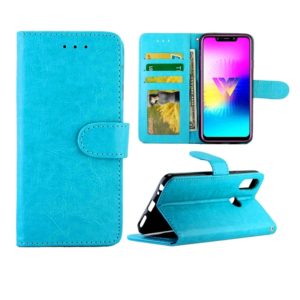 For LG W10 Crazy Horse Texture Leather Horizontal Flip Protective Case with Holder & Card Slots & Wallet & Photo Frame(Baby Blue) (OEM)
