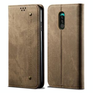 For Xiaomi Redmi 8 Denim Texture Casual Style Horizontal Flip Leather Case with Holder & Card Slots & Wallet(Khaki) (OEM)