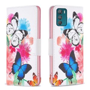 For Motorola Moto G42 4G Colored Drawing Pattern Leather Phone Case(Butterflies) (OEM)