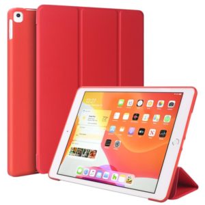 Three-folding Surface PU Leather TPU Matte Soft Bottom Case with Holder & Sleep / Wake-up Function For iPad 10.2 2021 / 2020 / 2019 / iPad Pro 10.5 inch(Red) (OEM)