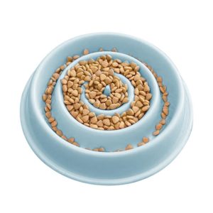 Environmental Protection Food Grade Plastic Anti-choking Slow Food Pet Dog Cat Food Bowl, Style:Water Drop(Blue) (OEM)