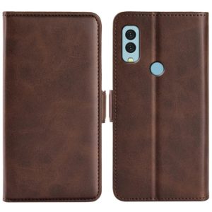 For Kyocera Android One S9 Dual-side Magnetic Buckle Leather Phone Case(Brown) (OEM)