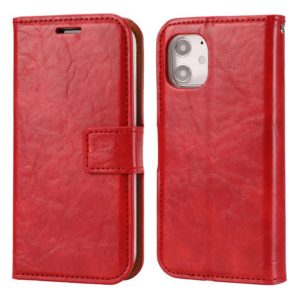 For iPhone 12 mini Crazy Horse Texture Detachable Magnetic Back Cover Horizontal Flip Leather Case with Holder & Card Slots & Photo Frame & Wallet (Red) (OEM)