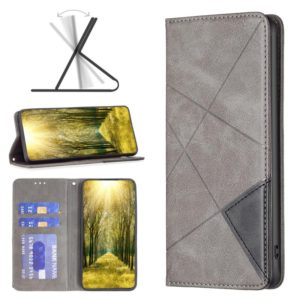For Infinix Note 11 Pro Rhombus Texture Magnetic Leather Phone Case(Grey) (OEM)