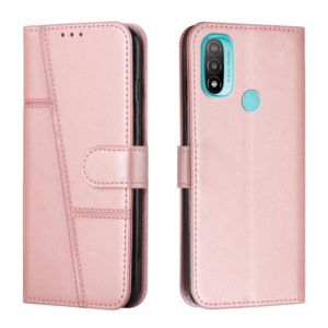 For Motorola Moto E20 / E30 / E40 Stitching Calf Texture Buckle Leather Phone Case(Pink) (OEM)