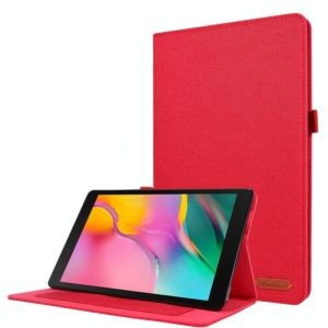 For Samsung Galaxy Tab A7 (2020) Horizontal Flip TPU + Fabric PU Leather Protective Case with Card Slots & Holder(Red) (OEM)