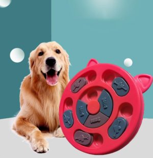 Cat And Dog Feeding Plate Slow Food Bowl Pet Interactive Feeder(Red) (OEM)