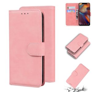 For UMIDIGI A3/A3 Pro Skin Feel Pure Color Flip Leather Phone Case(Pink) (OEM)