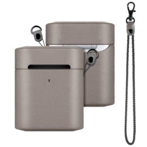 Wireless Earphone Protective Shell Leather Case Split Storage Box For Airpods 2(Gray) (OEM)