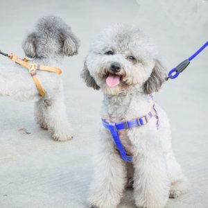 Pet Dog Collar + Harness + Leash Three Sets, S, Harness Chest Size: 34-50cm, Collar Neck Size: 24-35cm, Pet Weight: 8kg Below(Dark Blue) (OEM)