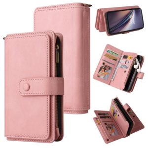 For OnePlus Nord CE 5G Skin Feel PU + TPU Horizontal Flip Leather Case With Holder & 15 Cards Slot & Wallet & Zipper Pocket & Lanyard(Pink) (OEM)