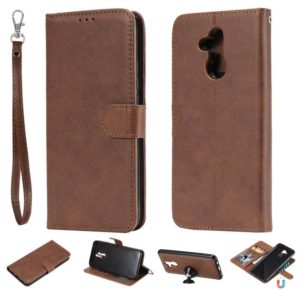 For Huawei Mate 20 Lite Solid Color Horizontal Flip Protective Case with Holder & Card Slots & Wallet & Photo Frame & Lanyard(Brown) (OEM)
