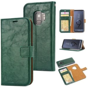 For Samsung Galaxy S9 Crazy Horse Texture Detachable Magnetic Back Cover Horizontal Flip Leather Case with Holder & Card Slots & Photo Frame & Wallet(Green) (OEM)