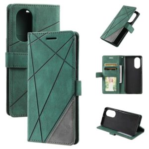 For Honor 50 Pro Skin Feel Splicing Leather Phone Case(Green) (OEM)
