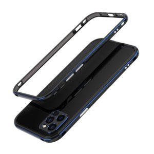 For iPhone 12 Aurora Series Lens Protector + Metal Frame Protective Case(Black Blue) (OEM)