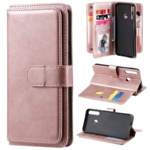 For Huawei P40 Lite E Multifunctional Magnetic Copper Buckle Horizontal Flip Solid Color Leather Case with 10 Card Slots & Wallet & Holder & Photo Frame(Rose Gold) (OEM)