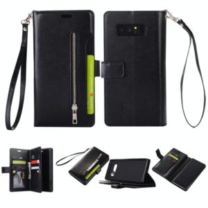 For Samsung Galaxy Note8 Multifunctional Zipper Horizontal Flip Leather Case with Holder & Wallet & 9 Card Slots & Lanyard(Black) (OEM)