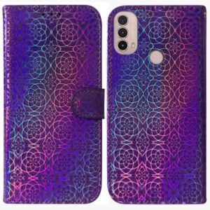 For Motorola Moto E20 / E30 / E40 Colorful Magnetic Buckle Leather Phone Case(Purple) (OEM)