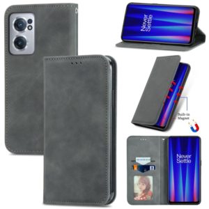 For OnePlus Nord CE 2 5G Retro Skin Feel Magnetic Leather Phone Case(Grey) (OEM)