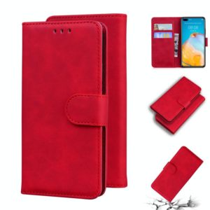 For Huawei P40 Skin Feel Pure Color Flip Leather Phone Case(Red) (OEM)