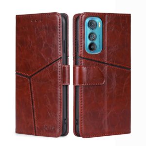 For Motorola Edge 30 Geometric Stitching Horizontal Flip Leather Phone Case(Dark Brown) (OEM)