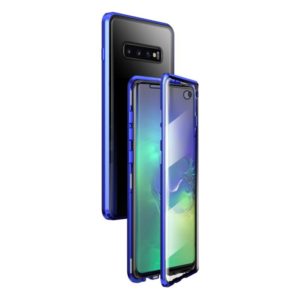 For Samsung Galaxy S10 Magnetic Metal Frame Double-sided Tempered Glass Case(Blue Purple) (OEM)
