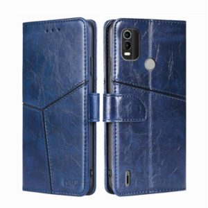 For Nokia C21 Plus Geometric Stitching Horizontal Flip Leather Phone Case(Blue) (OEM)