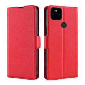 For Google Pixel 5a Ultra-thin Voltage Side Buckle PU + TPU Horizontal Flip Leather Case with Holder & Card Slot(Red) (OEM)