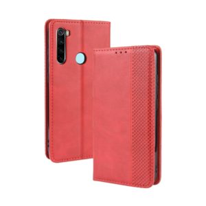 For Xiaomi Redmi Note 8T Magnetic Buckle Retro Crazy Horse Texture Horizontal Flip Leather Case with Holder & Card Slots & Photo Frame(Red) (OEM)