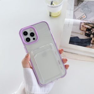 For iPhone 11 Pro Full-coverage 360 Clear PC + TPU Shockproof Protective Case with Card Slot (Purple) (OEM)