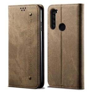 For Xiaomi Redmi Note 8 Denim Texture Casual Style Horizontal Flip Leather Case with Holder & Card Slots & Wallet(Khaki) (OEM)