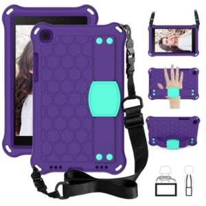 For Galaxy Tab A8.0 T290 / T295（2019） Honeycomb Design EVA + PC Four Corner Anti Falling Flat Protective Shell With Straps(Purple + Mint) (OEM)