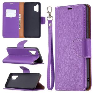 For Samsung Galaxy A32 4G Litchi Texture Pure Color Horizontal Flip Leather Case with Holder & Card Slots & Wallet & Lanyard(Purple) (OEM)