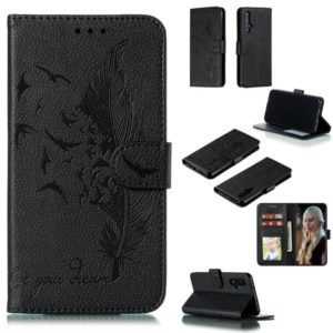 Feather Pattern Litchi Texture Horizontal Flip Leather Case with Wallet & Holder & Card Slots For Huawei Honor 20(Black) (OEM)