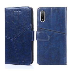 For Sony Xperia Ace II Geometric Stitching Horizontal Flip Leather Phone Case(Blue) (OEM)