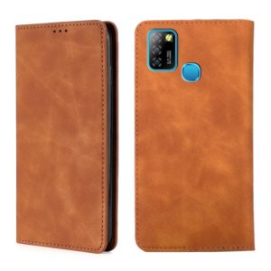 For Infinix Hot 10 Lite / Smart 5 X657 Skin Feel Magnetic Horizontal Flip Leather Case with Holder & Card Slots(Light Brown) (OEM)