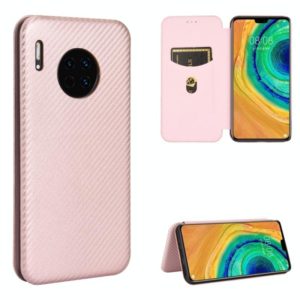 For Huawei Mate 30 Carbon Fiber Texture Horizontal Flip TPU + PC + PU Leather Case with Card Slot(Pink) (OEM)