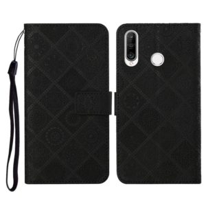 For Huawei P30 lite Ethnic Style Embossed Pattern Horizontal Flip Leather Case with Holder & Card Slots & Wallet & Lanyard(Black) (OEM)