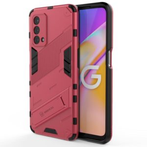 For OPPO A93 5G Punk Armor 2 in 1 PC + TPU Shockproof Case with Invisible Holder(Light Red) (OEM)