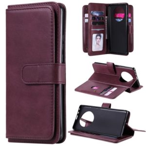 For Huawei Mate 40 Pro Multifunctional Magnetic Copper Buckle Horizontal Flip Solid Color Leather Case with 10 Card Slots & Wallet & Holder & Photo Frame(Wine Red) (OEM)