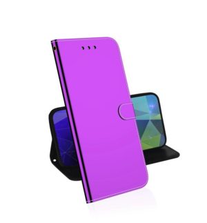 For Motorola Moto G Power (2021) Lmitated Mirror Surface Horizontal Flip Leather Case with Holder & Card Slots & Wallet & Lanyard(Purple) (OEM)