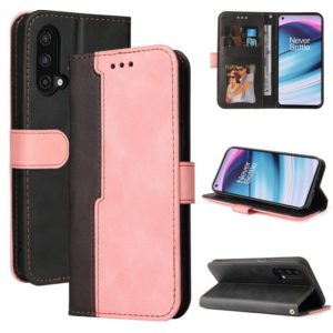 For OnePlus Nord CE 5G Business Stitching-Color Horizontal Flip PU Leather Case with Holder & Card Slots & Photo Frame(Pink) (OEM)