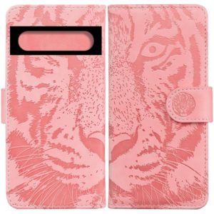 For Google Pixel 7 5G Tiger Embossing Pattern Horizontal Flip Leather Phone Case(Pink) (OEM)