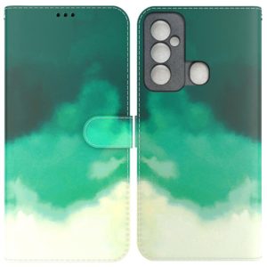 For Tecno Spark 6 GO Watercolor Pattern Horizontal Flip Leather Phone Case(Cyan Green) (OEM)