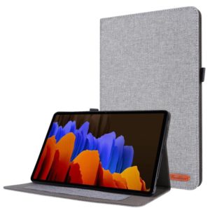 For Samsung Galaxy Tab S8 / Galaxy Tab S7 T870/T875 Horizontal Flip TPU + Fabric PU Leather Protective Case with Card Slots & Holder(Grey) (OEM)