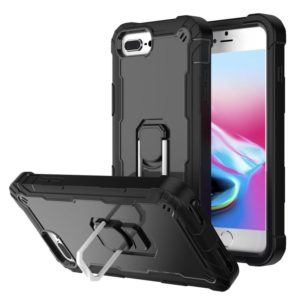 PC + Rubber 3-layers Shockproof Protective Case with Rotating Holder For iPhone 8 Plus / 7 Plus(Black) (OEM)
