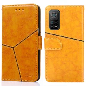 For Xiaomi Mi 10T / 10T Pro Geometric Stitching Horizontal Flip TPU + PU Leather Case with Holder & Card Slots & Wallet(Gold) (OEM)