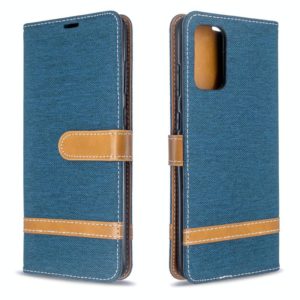 For Galaxy S20 Ultra Color Matching Denim Texture Horizontal Flip PU Leather Case with Holder & Card Slots & Wallet & Lanyard(Dark Blue) (OEM)
