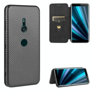 For Sony Xperia XZ3 Carbon Fiber Texture Horizontal Flip TPU + PC + PU Leather Case with Card Slot(Black) (OEM)